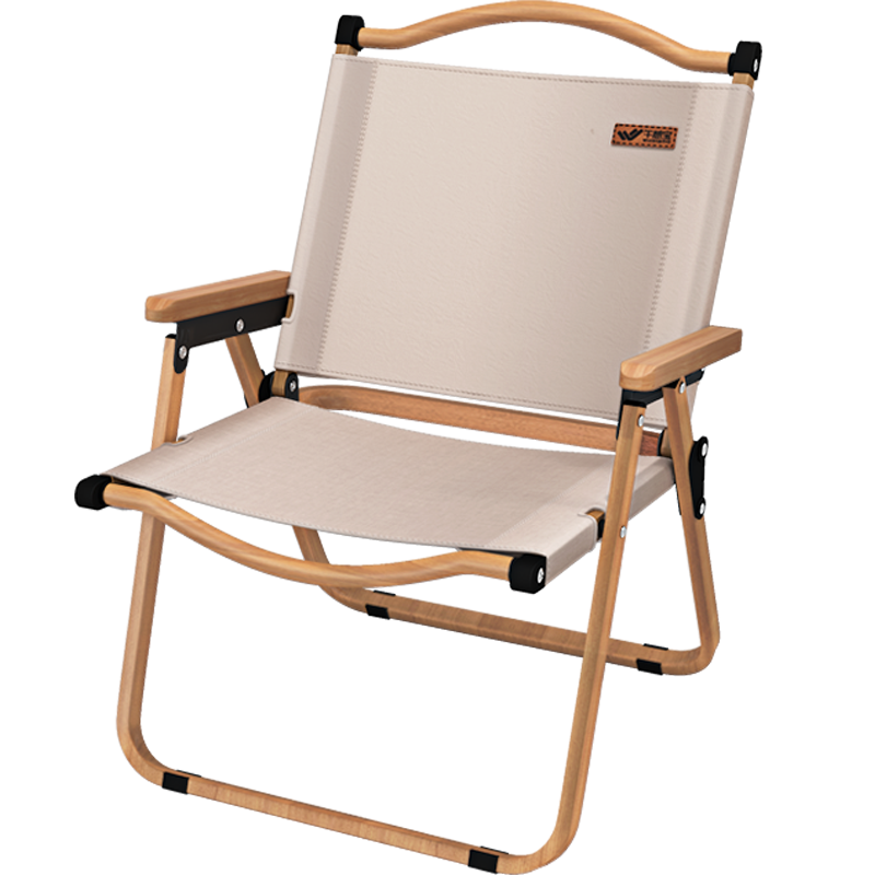 午憩宝躺椅户外折叠椅克米特椅露营椅子折叠床家用多功能折叠椅靠背椅办公室午休床单人陪护便携露营椅沙滩椅 *网红同款*【木纹椅架】中号卡其