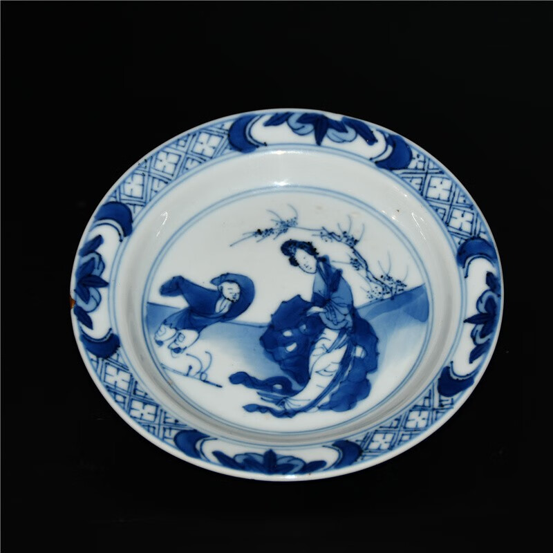 游此斋(youcizhai)青花瓷人物三娘教子盘古玩工艺品瓷器收藏