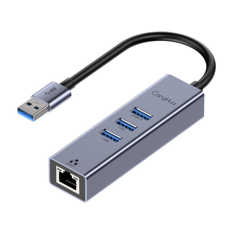 CangHua USB3.0转千兆网口扩展坞分线器HUB集线器 笔记本电脑网线转接头RJ45转换器台式机苹果华为拓展免驱动
