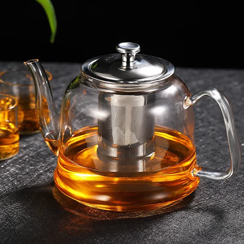禾艾苏（heisou）耐热玻璃茶壶大容量家用办公待客泡茶壶不锈钢过滤内胆功夫茶具 南瓜壶1600ml