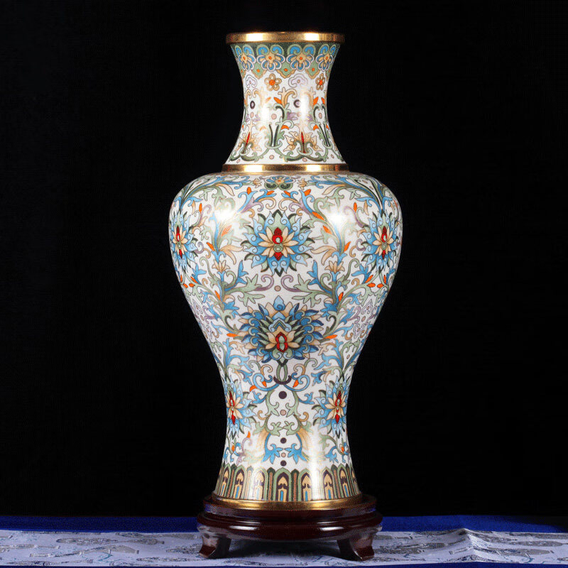 未心 掐丝珐琅摆件礼物花纹铜家居饰品大气景泰蓝花瓶客厅北京特色