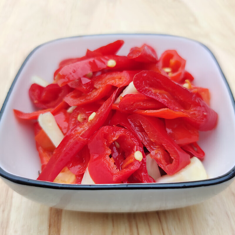 宜享健康农家手工腌制红辣椒片剁椒泡椒辣椒丝酸辣椒下饭菜400克 辣椒