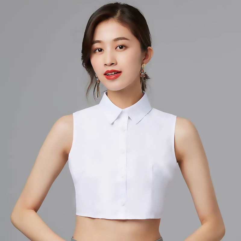 毛衣装饰女士假领子女百搭新款小马甲春秋冬衣服假衣领子 白色尖领s