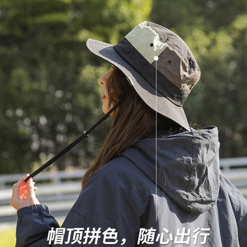 简时行防晒帽子女夏季薄款遮阳帽徒步骑行登山帽旅行钓鱼速干透气渔夫帽 藏青色 均码