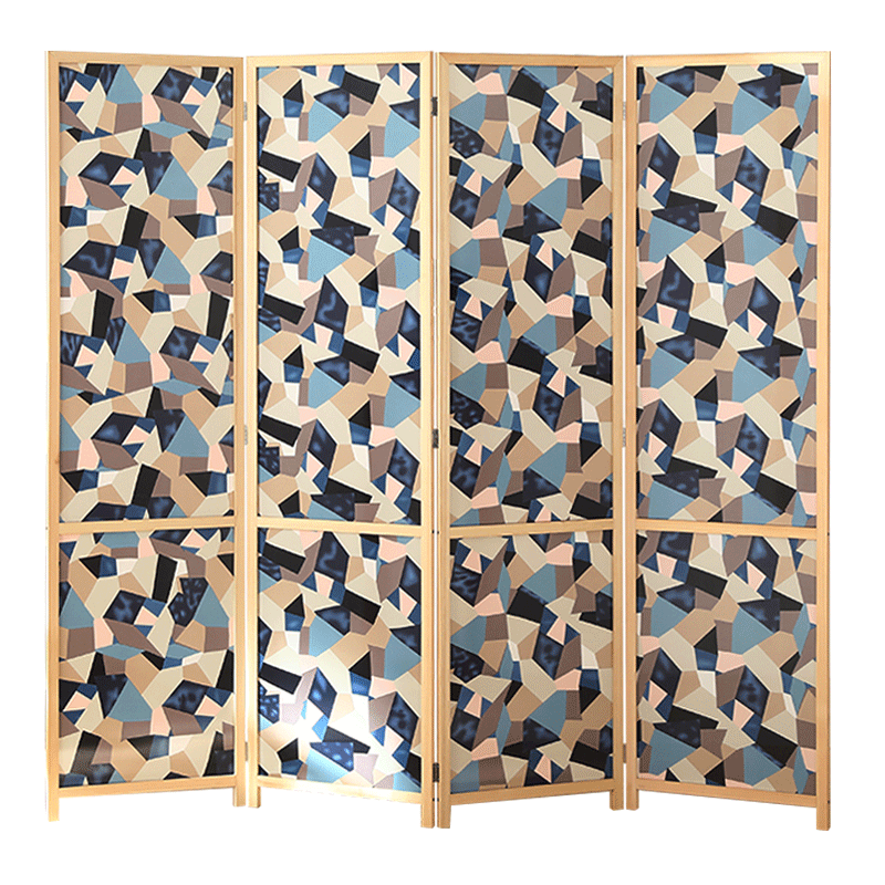 煦悦实木布艺屏风隔断现代简约移动玄关屏风帘新中式客厅书房餐厅卧室办公室酒店养生馆隔断屏风墙折屏座屏 1.8米高x0.5米宽一扇