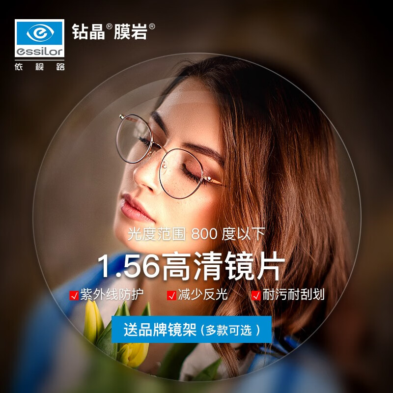 ����·��ESSILOR������Ƭ��ѡ�ѿ��꾧Ĥ�ҷ������ͻ��ر���Ƭ�����۾���Ƭ2Ƭ 1.56�꾧Ĥ��(����400����)+����