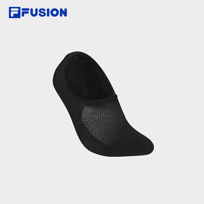 FILA FUSION斐乐潮牌情侣款袜子船袜夏季新款时尚休闲简约运动袜 深黑-BK S