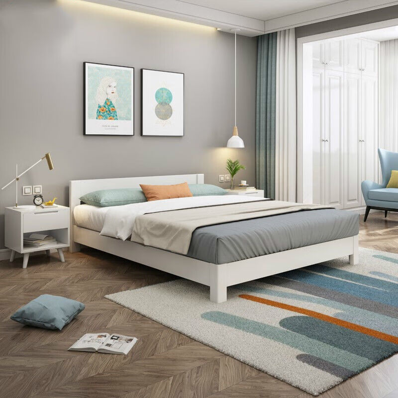 嫣岚1米2床架子落地低床简约现代1.