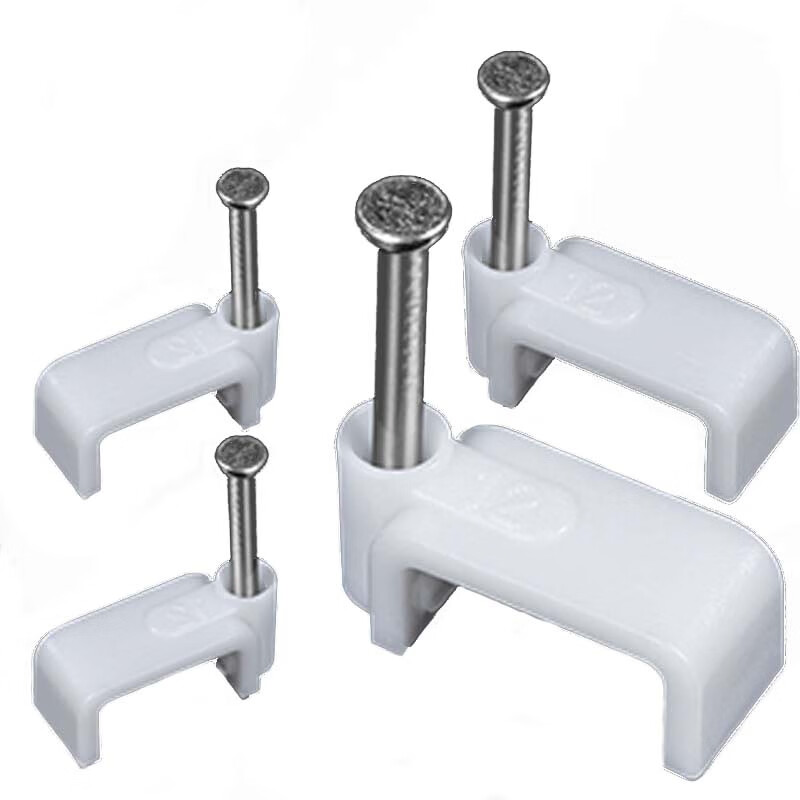 dlfj0010 方形电线卡扁形钢钉线卡塑料电线卡钉方形水泥卡钉线卡子