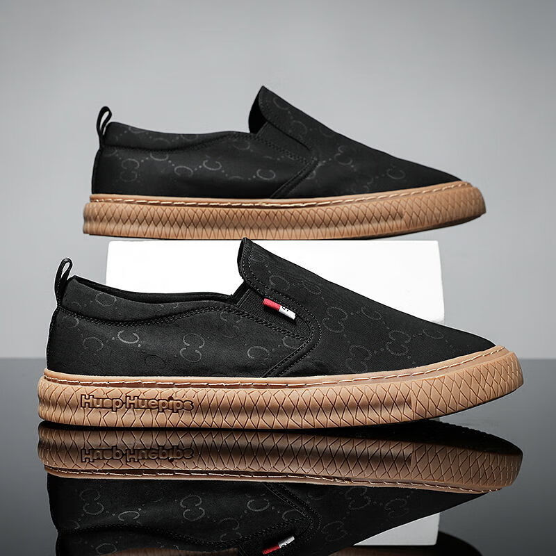 一脚蹬印花老北京布鞋男2022春季新款韩版潮流百搭板鞋懒人帆布鞋防滑