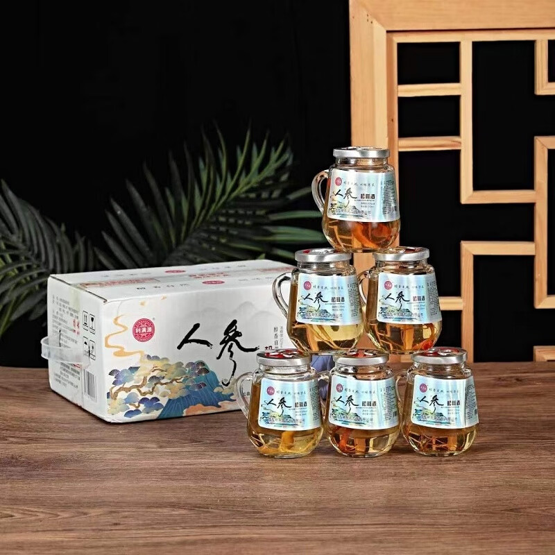 人参松茸酒 6茶杯东北长白山-六瓶52度利满源人参松茸酒 150mlx6