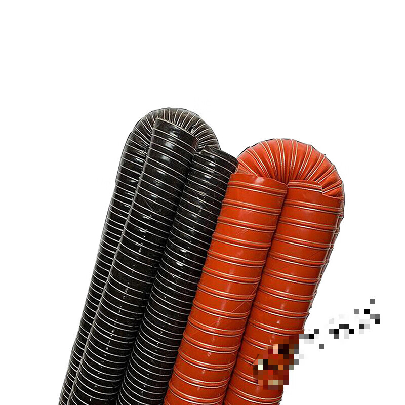 扑哩扑剌高温风管红色矽胶管300度5080160热风管耐高温软管耐高温钢丝