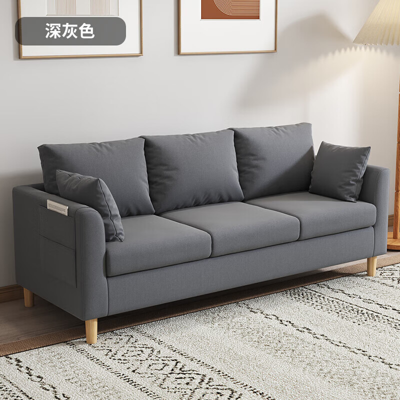 美北欧沙发小户型简约现代双人出租房卧室客厅网红布艺简易双 深灰色