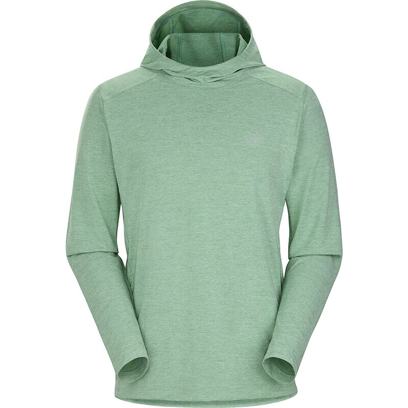 ARC&#039;TERYX始祖鸟T恤 CORMAC HOODY 男士户外轻量透气舒适长袖连帽衫 草绿色Remedy S