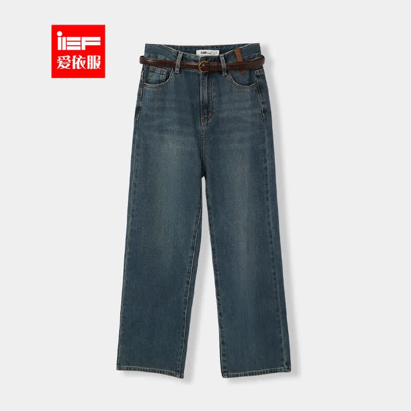 IEF/爱依服牛仔裤2023秋季新款韩版文艺知性风简约百搭牛仔阔腿裤 牛仔蓝 L怎么看?
