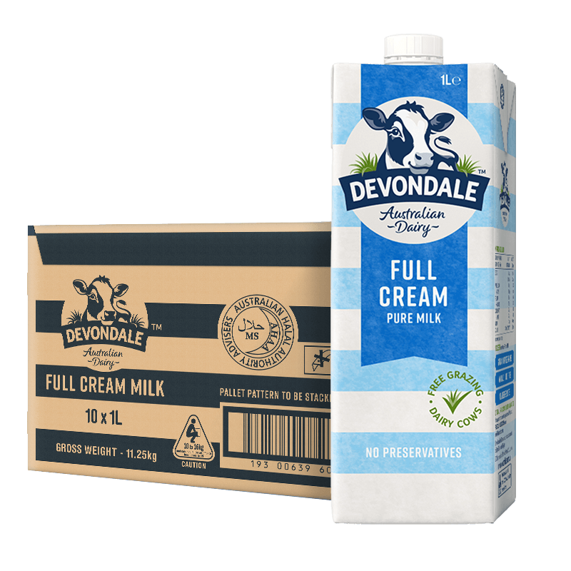 德运（Devondale）澳洲原装进口牛奶 全脂纯牛奶1L*10盒 整箱装 早餐奶 进口超市