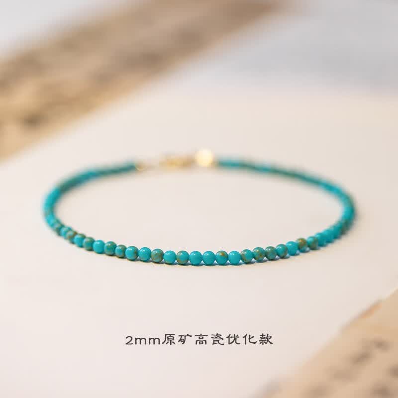 MUCMXG极细2mm原矿石小绿松石925银手链女单圈手串 2mm绿松石16CM手围使用感如何?