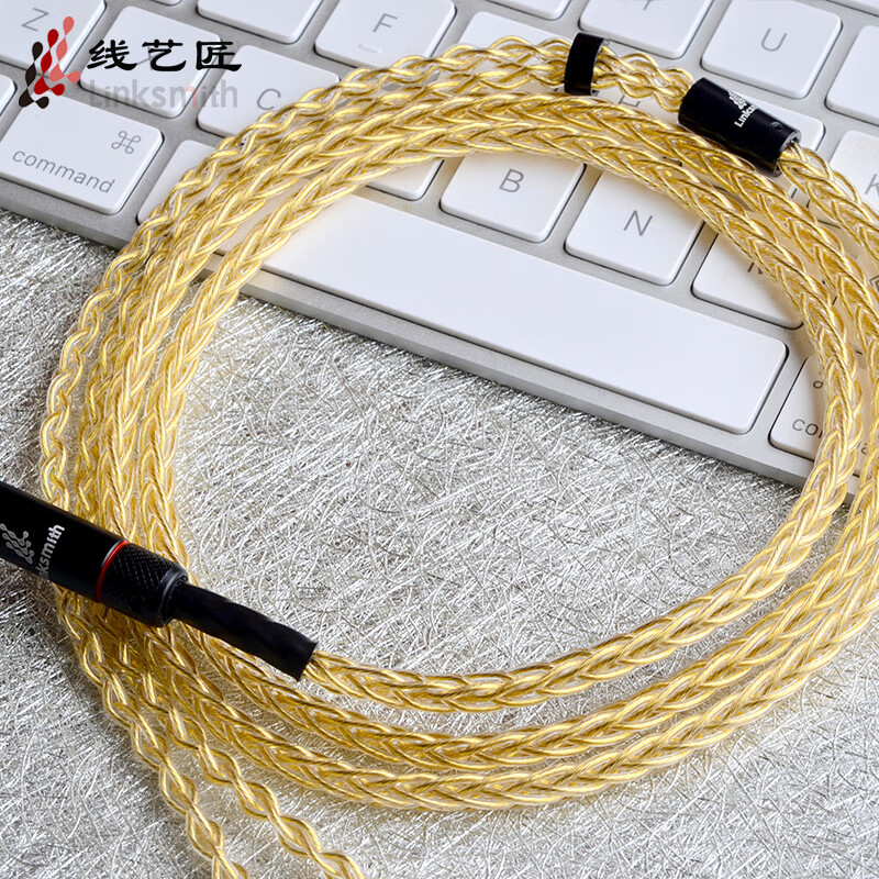 线艺匠8股纯银镀金尊贵版榭兰图mmcx0.78适用于索尼m9森海HD800S IE9004.4线耳机升级线 3.5mm插头 弯头 一般手机*电脑适用插头 艾利和T8iE/Layla AION/T9iE