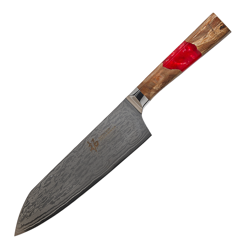 拓(tuobituo)灵珑日式三德刀大马士革钢家用厨师切片牛刀厨房刀具切肉