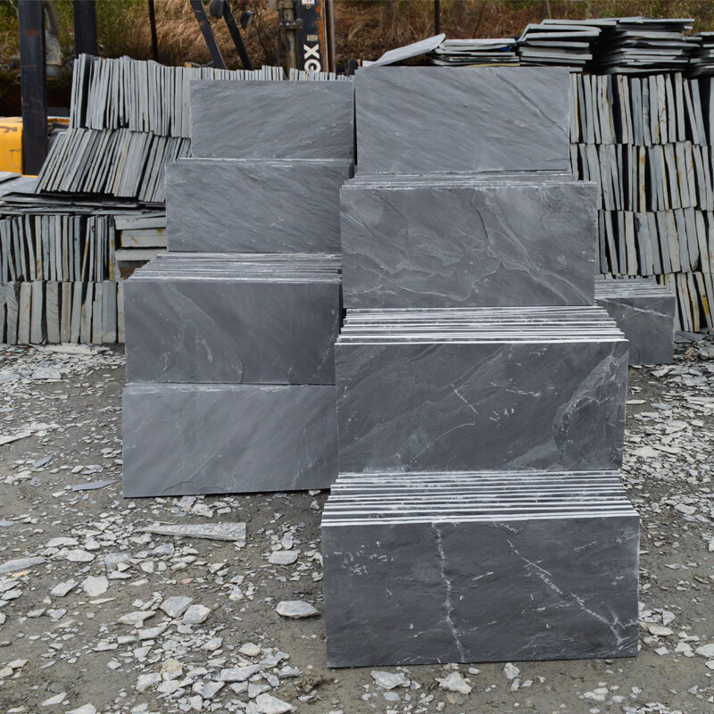 定制适用青石板庭院地砖防滑户外地板砖片黑色锈板岩背景墙天然文化石