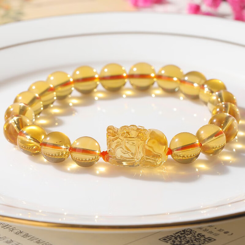 石玥珠宝黄水晶貔貅手链手串 招财转运手链男女士款 水晶玛瑙 8mm
