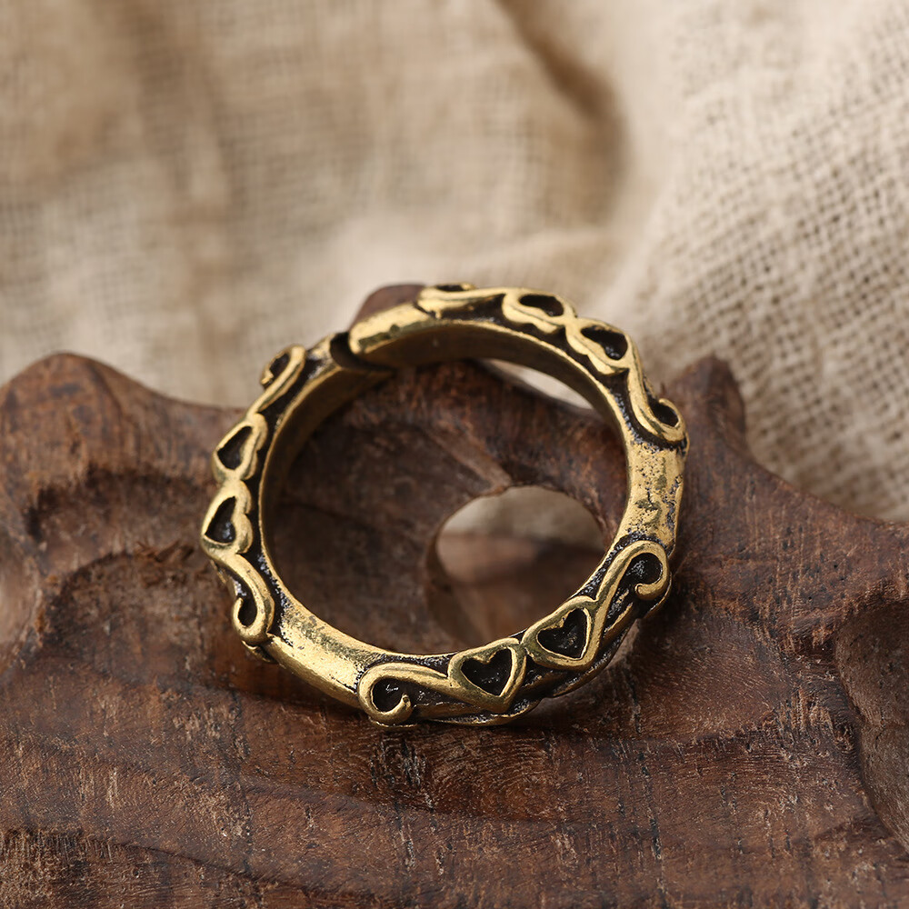 七流婉黄铜材质唐草圈个性创意铜钥匙圈唐心设计钥匙扣配件 黄铜唐草