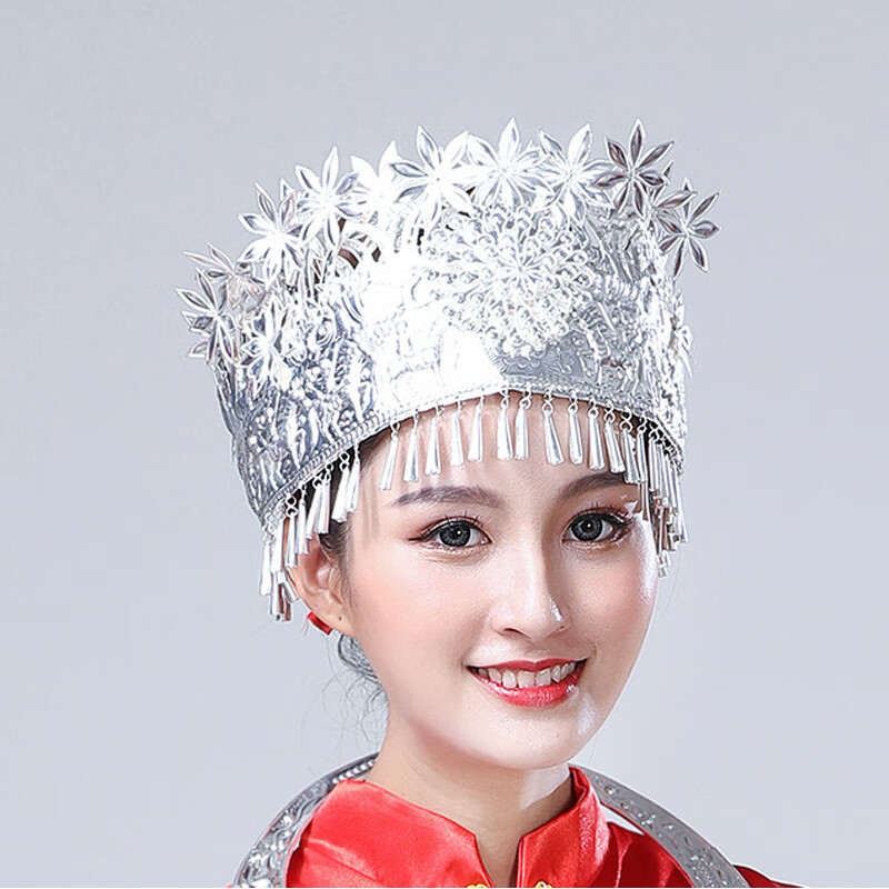 贵州苗族苗银头饰帽子项圈手工苗族银饰帽子民族服装苗银配饰 苗银