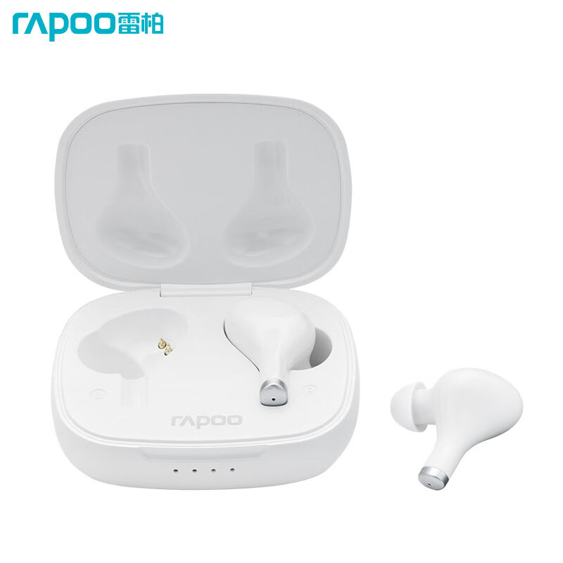 雷柏(RAPOO)i300真无线蓝牙耳机通话降噪迷你触控耳塞入耳式手机耳机适配华为苹果手机音乐运动 白色