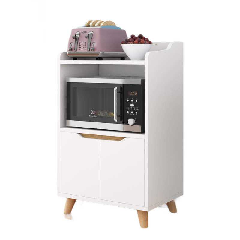 唯旺北欧实木餐边柜简约现代茶水柜餐厅微波炉柜厨房储物柜碗收纳小柜子 小浮雕白色长58宽40高98