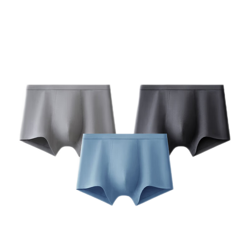 三枪（THREEGUN）内裤男四季可穿10A抗菌宽松透气平角内裤大码四角短裤头男生 组合3(深灰+蓝色+浅灰) 3条 L