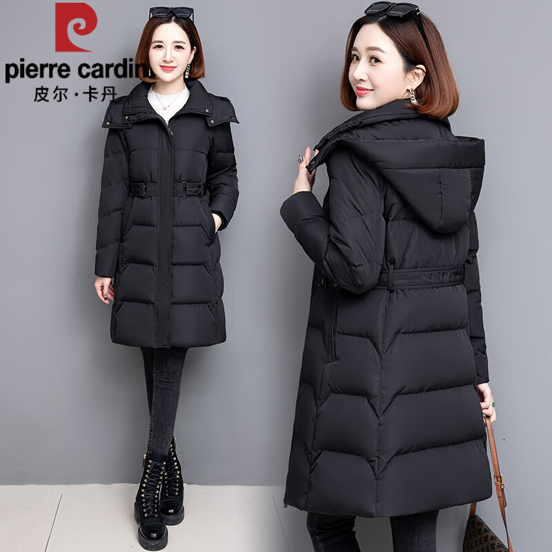 皮尔卡丹【轻奢高档】品牌女装 白鸭绒羽绒服女士中长款时尚洋气外套
