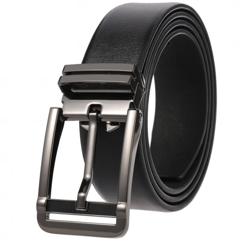 枪色扣 黑色复古纹无线二层带 105cm