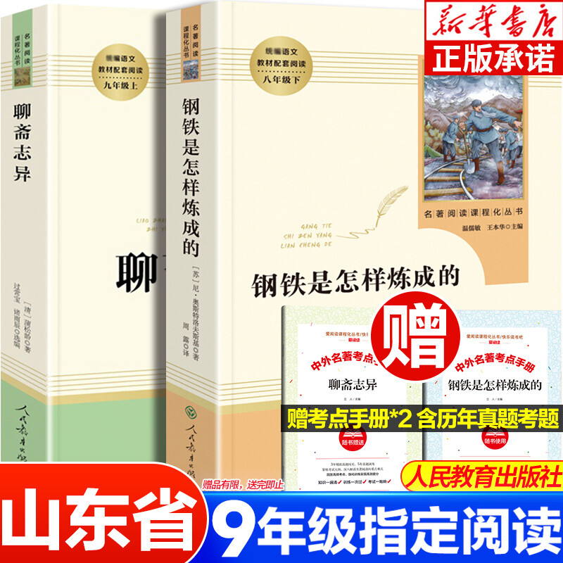 山东省2022寒假读一本好书 聊斋志异+钢铁是怎样炼成的人教版初中正版原著无删减九年级课外阅读书籍 名著阅读课程化丛书 聊斋志异+钢铁是怎样炼成的