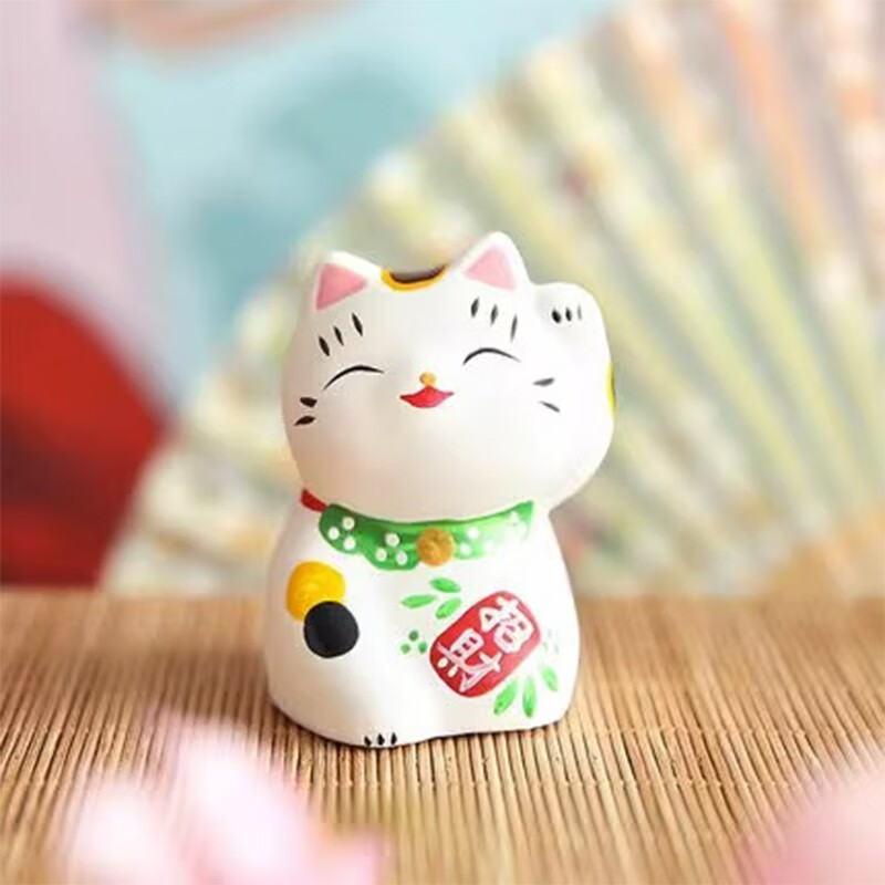 摆件陶瓷送朋友情侣礼物装饰家居桌面客厅玄关创意金运来福 招财喵喵