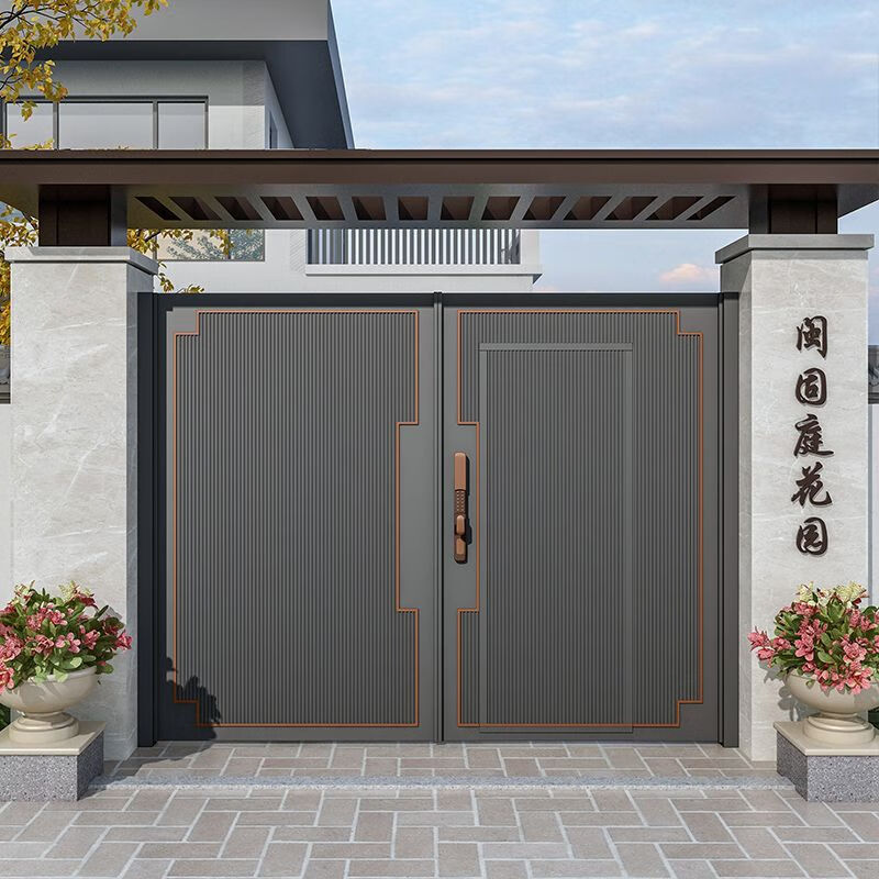 名都豪郡庭院门新中式大门农村双开门门楼装饰门头门顶门楼造型自动