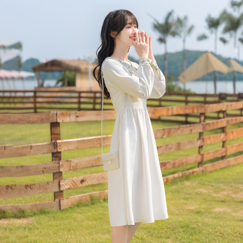 盛束春天连衣裙小个子矮个子女生春季法式春装女2024年新款感刺绣初恋