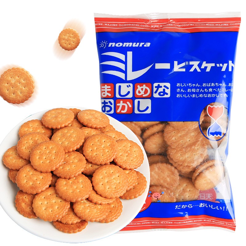 野村诺木拉薄脆饼干120g日本进口天日盐小圆韧性饼干儿童休闲零食母亲节礼物
