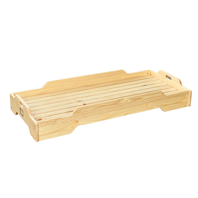 喜梦宝儿童床全实木幼儿园床带护栏小床原木色易收纳午休床 午休床