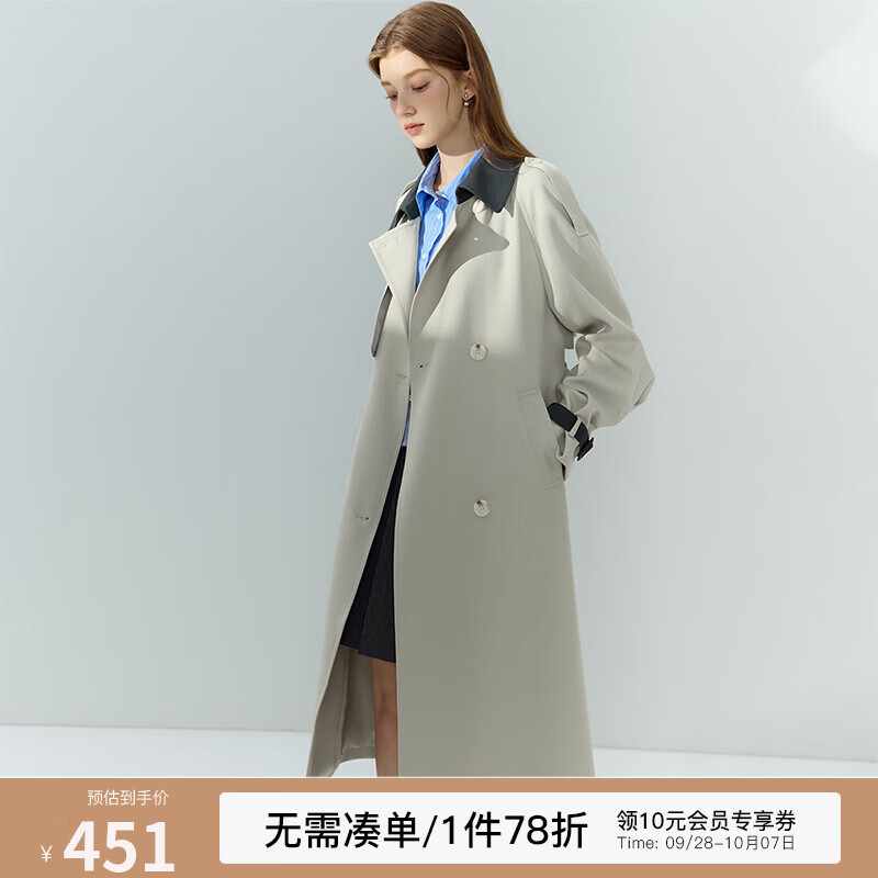 范思蓝恩23FS13288 高级感超好看风衣女款2023新款秋季中长款外套 卡其色（短款） S高性价比高么？