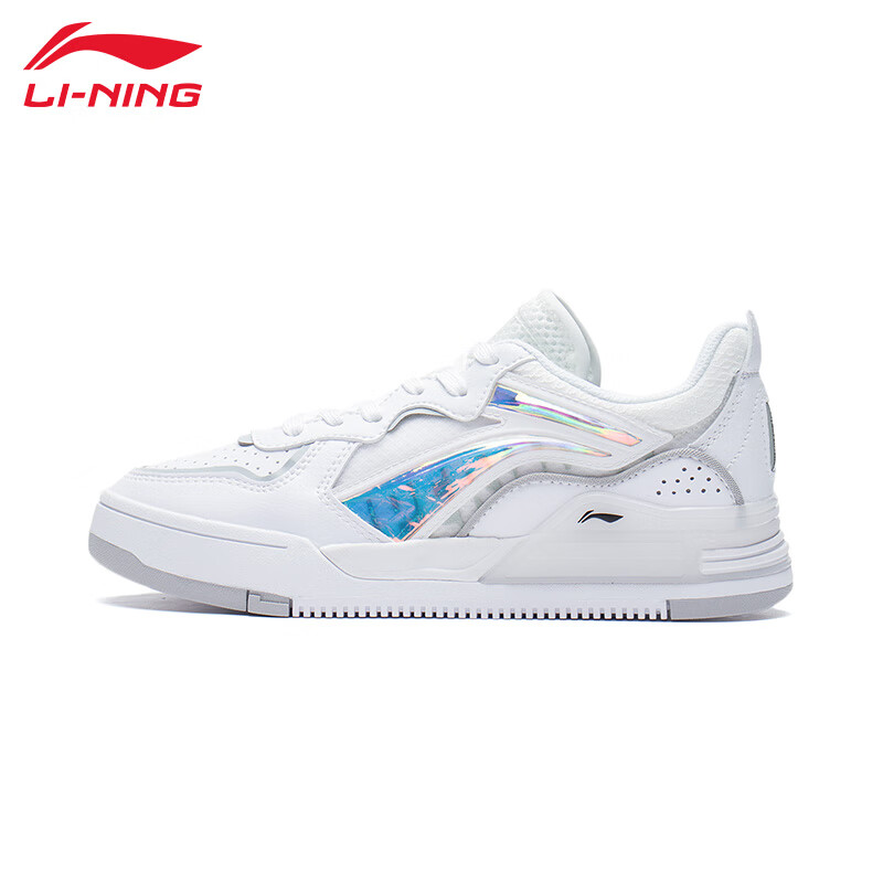 李宁板鞋女惟吾v1春秋白色滑板鞋舒适透气软弹休闲鞋子经典小白鞋