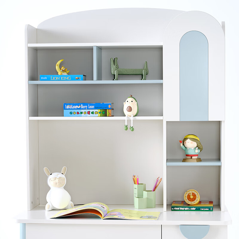 全友家居 书桌简约风青少年学习桌储物书柜二合一式桌椅组合121372