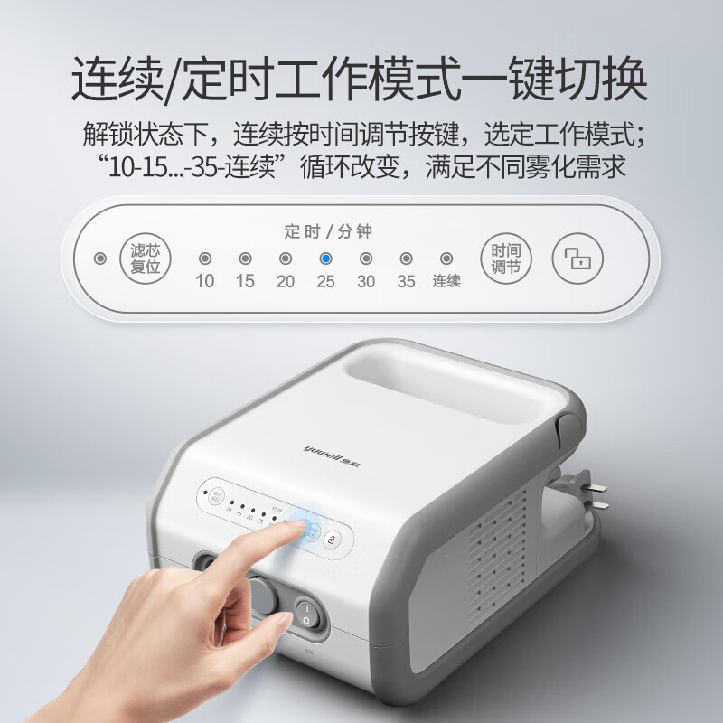 鱼跃(yuwell)雾化器家用雾化机儿童成人医用雾化仪家庭宝宝老人压缩式雾化面罩 【高端院线】颗粒三档调节407C