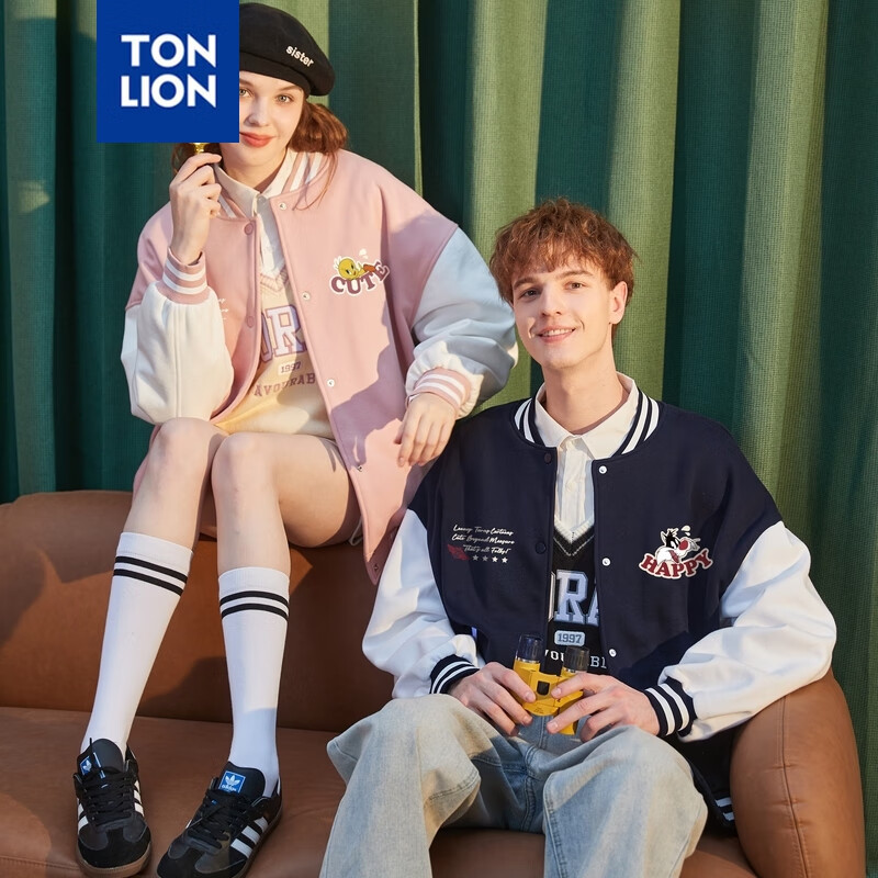 唐狮情侣外套秋季新款男女棒球服春秋情侣装潮 男款/藏青 L