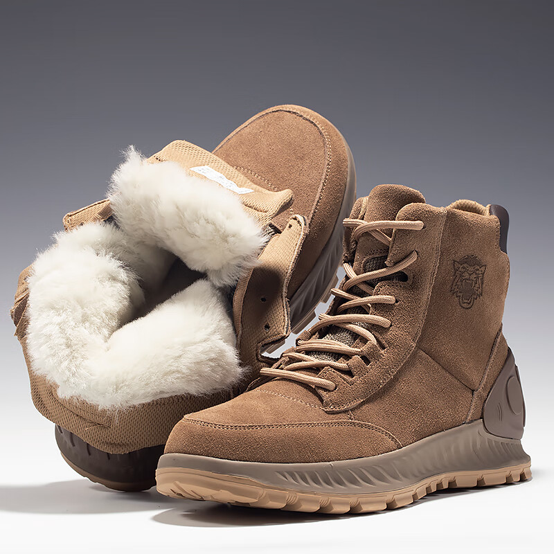羊毛雪地靴男皮毛一体雪地靴皮毛一体鞋加绒加厚保暖羊毛鞋子户外东北