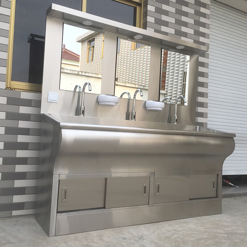 洗手池手术室洗手池刷手池水槽304不锈钢感应脚踏清洗池食品药厂 内外