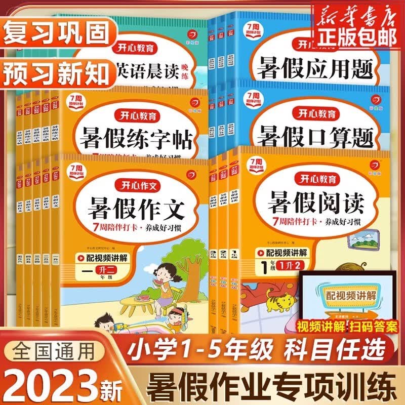 2023开心暑假专项作业一二三四五年级下册暑假衔接一升二升三升四升五升六作文口算练字帖应用题阅读理解语文数学强化训练暑假作业 22秋同步作文上册