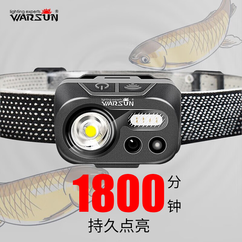 沃尔森(warsun)warsunw08感应头灯光夜钓钓鱼充电户外超亮工作