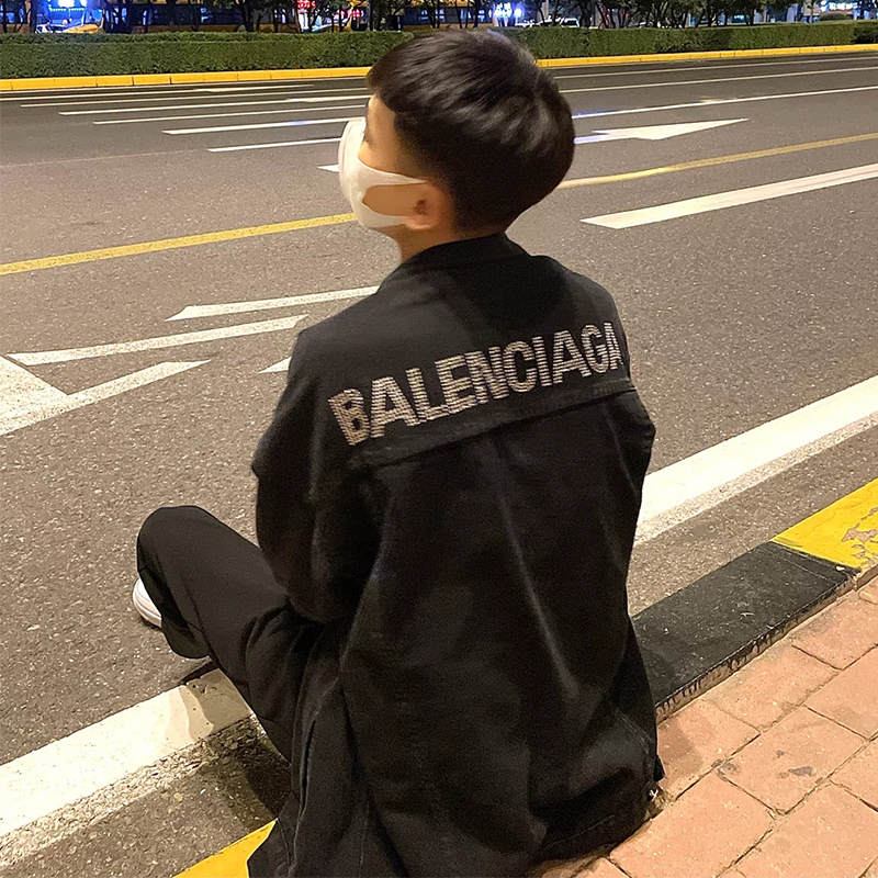 步希凯登男生春秋季牛仔外套精神小伙男秋季潮牌后背烫钻夹克痞帅上