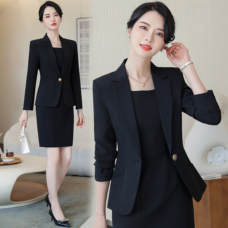 安依莲职业装西装套装主持人正装女2023春秋新款职场西服女学生工作服