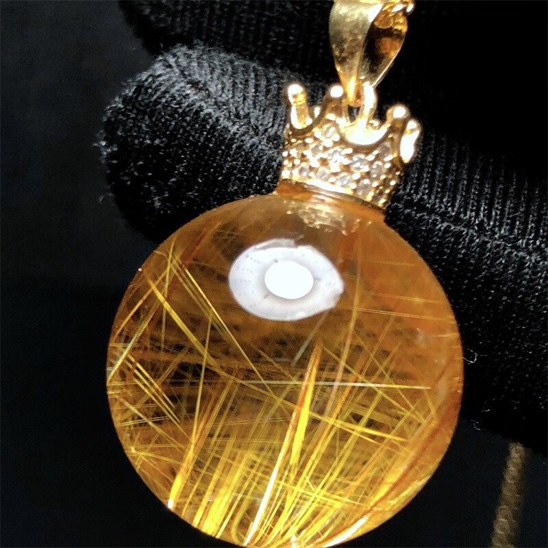 墨辰珠宝天然金发晶转运珠吊坠项链附证书